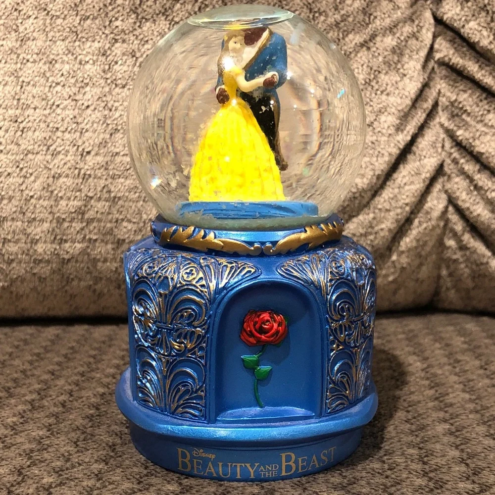 Disney Beauty and the Beast Snow Globe with Red Rose